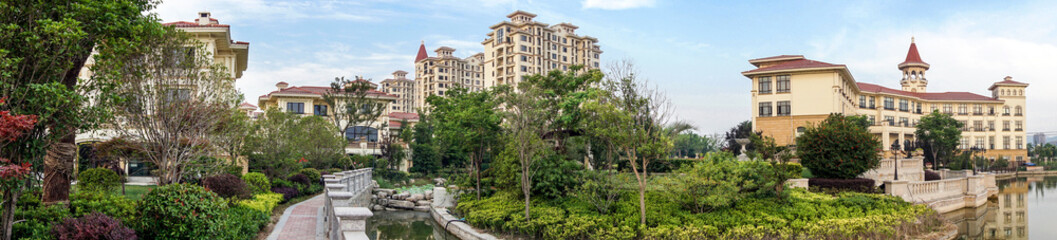 Fototapeta na wymiar Chinese living quarters, residential buildings.
