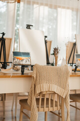 easel in art workshop
