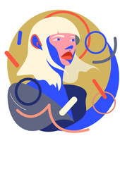 abstract woman portrait, face, colorful, isolated, girl, blond, elements