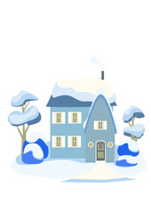Naklejka premium winter home, christmas house, clipart, vector 
