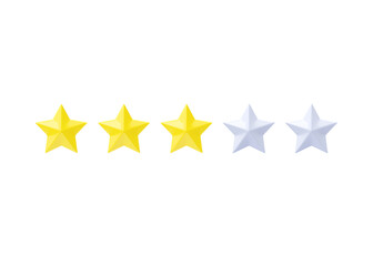Review 3d render icon - customer positive rate, yellow and gray satisfaction award illustration
