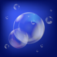 Sparkling soap bubbles vector illustration