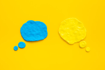 Text speech bubble made of plasticine. Messengers and social networks concept