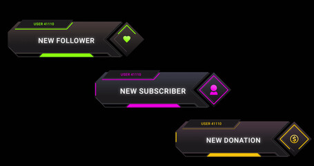 Fototapeta premium Image of social media icons and texts over black background