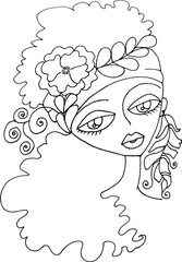 black and white Beauty Hair Pattern Design vector drawing	