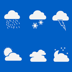 Modern weather icon set. Flat vector characters on a dark background.
