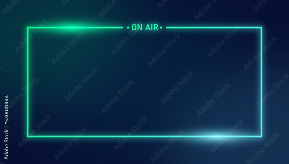 Poster rectangle shape glow border on the black background. abstract dark design element.