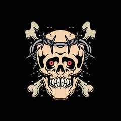 skull tattoo illustration vector design