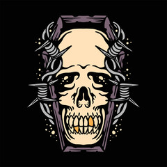 skull tattoo illustration vector design