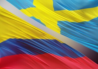 Abstract Colombia Flag, next to Swedish Flag 3D Render(3D Artwork)