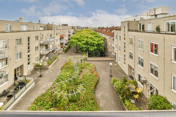 View of street near building with beauty of vegetation outside