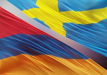 Abstract Armenia Flag, next to Swedish Flag 3D Render(3D Artwork)