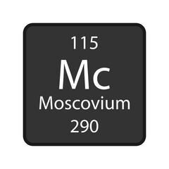 Moscovium symbol. Chemical element of the periodic table. Vector illustration.