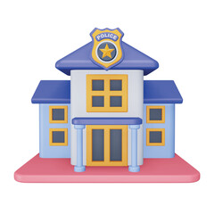 Police station 3d rendering isometric icon.