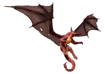 3D Rendering Fairy Tale Dragon on White