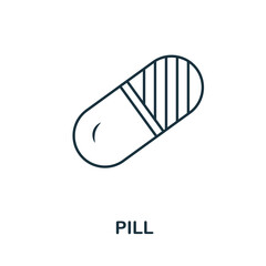 Pill icon. Simple element from medical services collection. Filled monochrome Pill icon for templates, infographics and banners