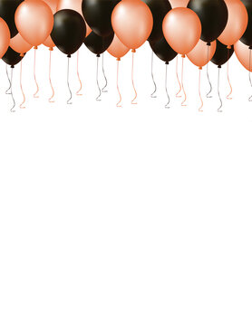 Fototapeta Vertical A4 paper black and orange Halloween celebrate air plastic balloon on transparent background