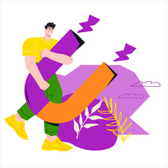 Engagement and inbound marketing concept, flat vector illustration isolated on white background. Internet marketing and smm strategy of clients attraction.