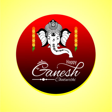 ganesh chaturthi red and black sticker design