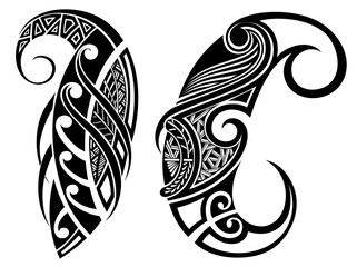Polynesian maori ornament tattoo designs vector