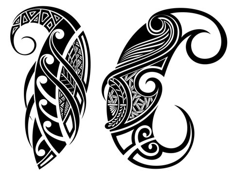 Polynesian maori ornament tattoo designs vector