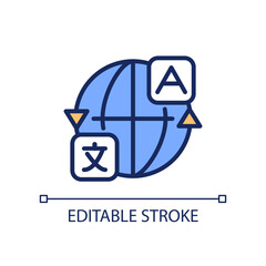 Machine translation software RGB color icon. Localization service. Professional translators, interpreters. Isolated vector illustration. Simple filled line drawing. Editable stroke. Arial font used