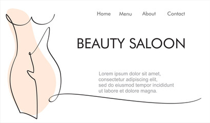 Obraz premium Woman body continuous one line vector drawing. Style templates with abstract female body . Can used for logo, emblem, slide show and banner. Illustration with quote template