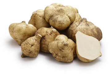 Jicama is a crispy, slightly sweet, Mexican edible tuber root.