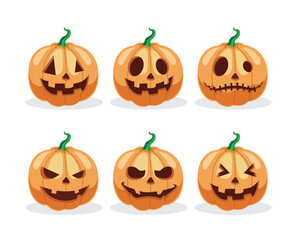 Cute pumpkin character vector set