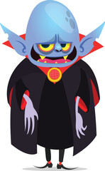 Cute cartoon vampire smiling. Vector illustration