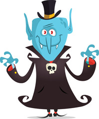 Cute cartoon vampire smiling. Vector illustration