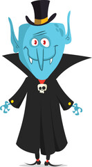 Cute cartoon vampire smiling. Vector illustration