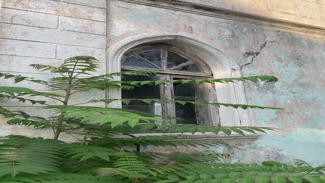 destroied window of abandoned building