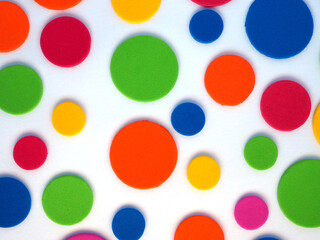 Multicolored circles on white background