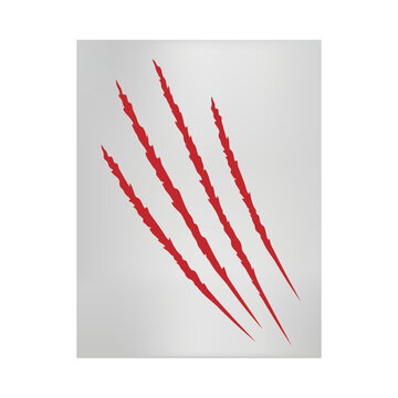 Torn scratches of monster or animal sharp claws vector illustration isolated.