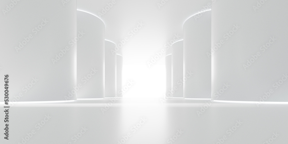 Poster 3d render of abstract concrete architecture design. 