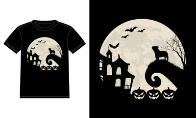 French Bulldog is Moon Pumpkin Funny Halloween T-Shirt