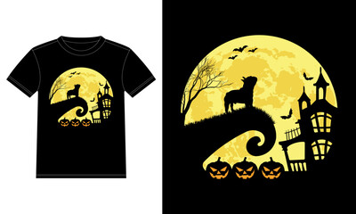 French Bulldog and Halloween moon Funny T-Shirt