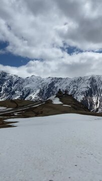 snow covered mountains