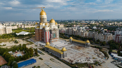Aerial view at Bucharest Orthodox Cathedral on an autumn day 
