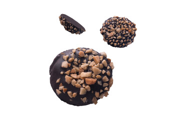 chocolate cookies with nuts isolated