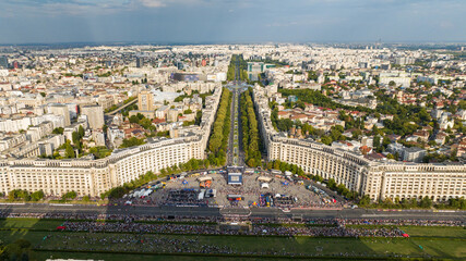 Aerial view at Bucharest on a sunny day 