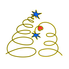 Abstract geometric Christmas tree. An element of vector contour design. Two versions.