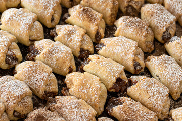 Apple cookies. Bakery products. Cookies filled with applesauce. close up