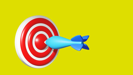 3D illustration Minimal  Target with Arrow. target icon marketing.
