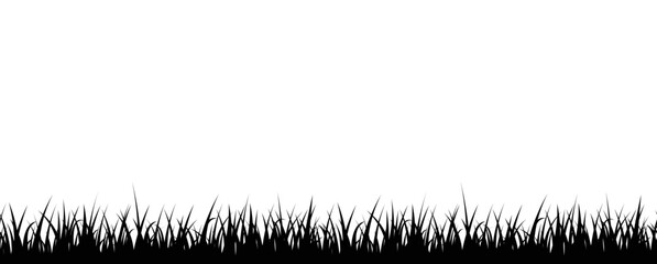 Black silhouette grass border flat style, vector illustration