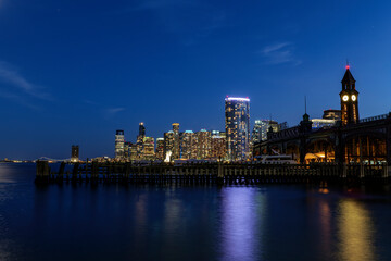 Fototapeta na wymiar View of Hoboken, NJ Transit Terminal at night. High-quality photo