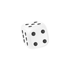 White realistic cube dice with black dots for tabletop or board games