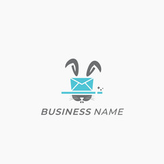 design logo combine email hat and rabbit