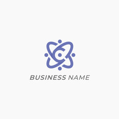 creative logo combine molecule and letter C